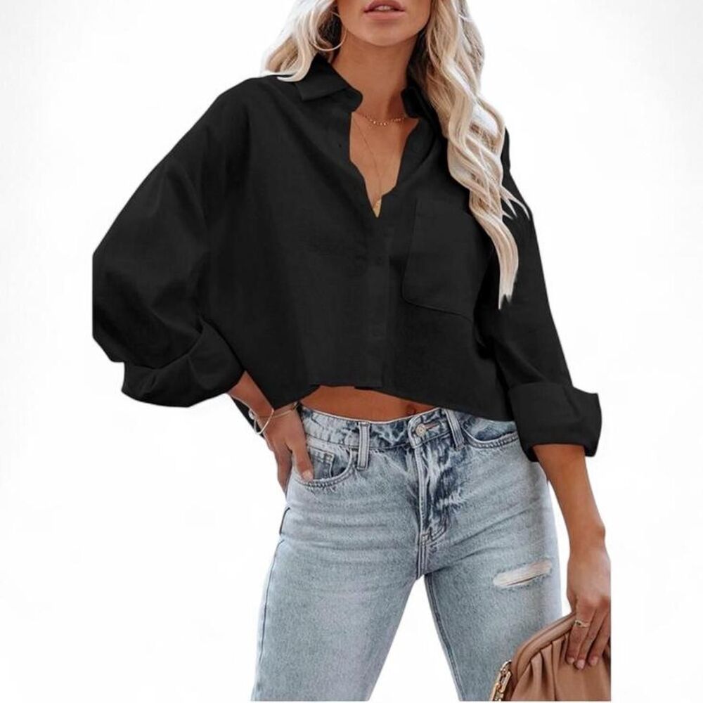 Women's Black Long Sleeve Top Size Small